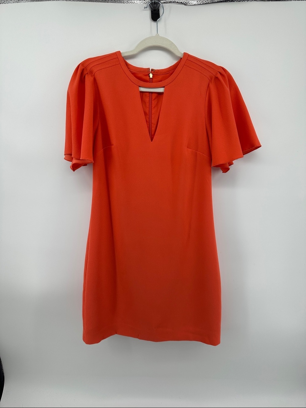 Trina Turk Retro Preppy PalmSpring Feminine Flutter Sleeve Orange Mini Dress Sz2